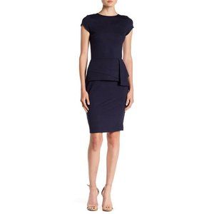 Love...Ady Ruffle Cap Sleeve Sheath Dress Navy Size Large